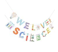 Toddmomy 2 Pièces Décoration de banderoles bleu Royal thème garçon fête scientifique toi bannière de décoration bannière scientifique bannière de fête d'anniversaire Drapeau suspendu papier