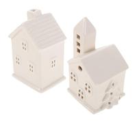 Toddmomy 2 Pièces Maison en Céramique LED Blanche pour Décor de Noël | Céramique Peinte à Main, Lumière Douce et Sûre, Style Maison de Village Rétro, Chambre