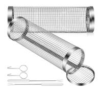 Toddmomy 2 Pièces Panier de Grillade Inoxydable de Bacs de Barbecue Ronds avec Surface Antiadhésive pour Légumes et Viande Accessoires de Cuisine Pratiques