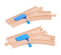 Toddmomy 2 pièces Rails Bois pour Train Commutateur Courbé et Droit Compatible Grandes Marques de Trains Bois Accessoires pour Scène de Jeu Éducatifs pour Garçon Fille