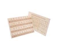 Toddmomy 2 Pièces Tableau Braille Lettres et Chiffres Bois Portable pour Apprentissage Tactile des Aveugles Planche Éducative Robuste et pour Déficients Visuels