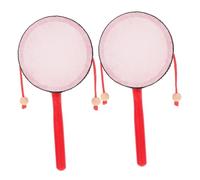 Toddmomy 2 pièces Tambours à Main Traditionnels Chinois Instruments de Percussion Forme de Tambourin pour Garçon Fille Jouets Éducatifs de Coordination et Motricité