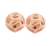 Toddmomy 2 Pièces Tamis de Nourriture dés en Bois dés à Plusieurs Faces dés de Nourriture dés de Jeu dés de Poche dés décision de dîner dés de Divertissement dés Uniques Brun