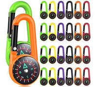 Toddmomy 24 mousquetons pour Boussole d'escalade Petite Boussole Porte-clés de Survie de Poche de randonnée pour Enfants bonbonnière de Camping en Plein air pour