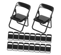 Toddmomy 24 pièces Lot de Chaises Miniatures Pliables Noires Support Téléphone de Bureau Accessoire Maison Poupée Décoration Stable et Pratique