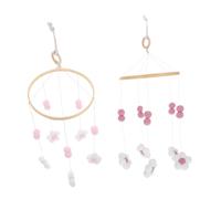 Toddmomy 2pcs Boho Lit Bébé Lit Mobile Nordique Pom Pom Fleur De Vent Carillon Pour Bébé, Fournitures De Décoration De D'enfants