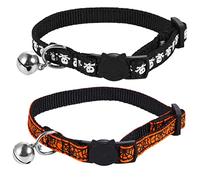 Toddmomy 2pièce Collier pour Animaux De Compagnie avec Cloche pour Et Chiens Design Halloween avec Toiles Araignée Et Têtes De Mort Confortable Et Élastique