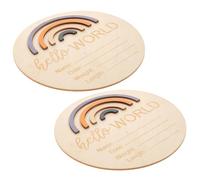 Toddmomy 2pièces Panneau Annonce de Naissance Bois Rond Arc-ciel pour Prénom Personnalisé Couleur Aléatoire