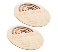 Toddmomy 2pièces Panneau Rond Bois pour Annonce Naissance Arc-ciel Design Inscrire Prénom