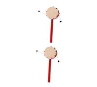 Toddmomy 2pièces Tambour à Hochet Peau De Mouton avec Manche Bois Rouge Instrument Musical Éducatif Traditionnel pour Garçon Fille