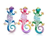 Toddmomy 3 Pcs Sculptures de Gecko en Fer Décorations Murales Extérieures pour Jardin et Maison Pendentifs Décoratifs de Gecko