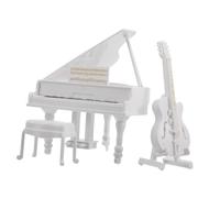 Toddmomy 3 pièces Miniature Piano Model with Stool for Dollhouse Decoration Realistic Tiny Musical Instrument Figurine for Photography Props and Home Desk Ornament