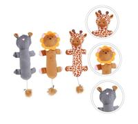 Toddmomy 3 Pièces Peluche pour Chat à Mâcher à Molaires Animaux Lion Girafe Léopard Animal de Compagnie