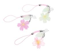 Toddmomy 3 pièces Porte-clés Téléphone Fleur de Cerisier Décoratif pour Casque USB Accessoires Colorés Rose Fuchsia + Violet + Vert 3pcs