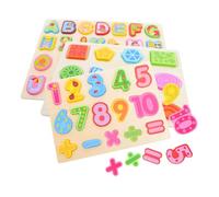 Toddmomy 3 pièces Puzzle Montessori Bois Alphabet Chiffres Formes Éducatif pour Garçon Fille Préscolaires Développement Cognitif Motricité Fine Cadeau Anniversaire Noël