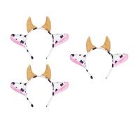 Toddmomy 3 Pièces Serrage-tête à Cornes de Vache en Tissu Confortable, Accessoire de Tête pour Garçon et Filles, Créatif et Adorable, pour Costume et Fête, Ne Tombe Pas Facilement