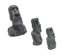 Toddmomy 3 Pièces Statues Moai pour Aquarium Décoration pour Aménagement Paysager Ornements Réalistes pour Aquariums Terrariums Moyen