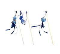 Toddmomy 3pièces Jouet Interactif pour Chat avec Pendants Bois Et Tige Bois Accessoires Amusants pour Chats Poisson Souris Bloc Carré