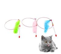 Toddmomy 3pièces Plumeau pour Chat Jouet Interactif avec Bâtonnets Fil Acier Et Poignée Plastique Antidérapante Accessoires De Jeu pour Chat Maison Couleurs Assorties