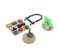 Toddmomy 4 pièces Jouets pour Perroquets avec Balançoire Panier de Basket et Anneaux Empilables Entraînement Interactif pour Oiseaux pour Stimulation Mentale et