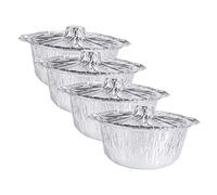Toddmomy 4 pièces Lot de Casseroles Papier avec Couvercle Poêles de Cuisson Portables Étain pour Barbecue et Micro Ondes Résistantes et pour Préparations Alimentaires