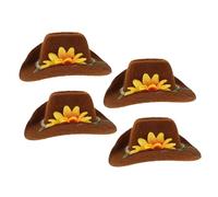 Toddmomy 4 Pièces Mini Cowboy Hats for Pets Adjustable Floral Felt Caps for Hamsters Guinea Pigs Chickens Parrots Small Animals Party Dress Up