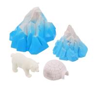 Toddmomy 4 pièces Mini Igloo Model Set with Realistic Polar Animal Figurines Detailed and Iceberg Decorations for Winter Animal Toys for Dollhouse and Snowy Landscape Play