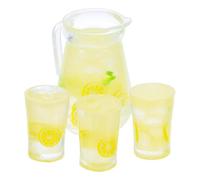 Toddmomy 4 Pièces Miniature Lemonade Pitcher Set with Mini Cups for Dollhouse Decor Realistic Summer Lemon Tea Drink Accessories Compact and Detailed Micro Scene Props
