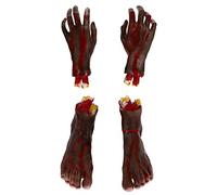 Toddmomy 4pièces Décorations Halloween Faux Morceaux De Corps Pied Effrayant Main Coupée Main Simulateur Accessoires Farce Effrayant