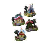 Toddmomy 4pièces Maisons Résine Décoratives Micro-paysages Ornements De Jardin Petites Maisons Cabanes De Contes De Fées Décorations De Bureau