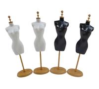 Toddmomy 4Pièces Mini Mannequin Support de Poupée Rack Affichage de Robe pour Vêtements de Poupées Noir et Blanc pour Bijoux et Costumes Décoration Miniature