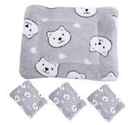 Toddmomy 4pièces Tapis De Cage Doux Et Chaleureux pour Hamsters Cobayes Et Petits Animaux Couverture Confortable pour Sommeil Serein Tête Ours Grise