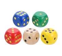 Toddmomy 5 pièces Dés Bois Faces Bords Arrondis pour Jeux Éducatifs Apprentissage Chiffres Lettres Portable Famille et École