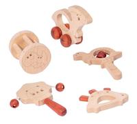 Toddmomy 5 Pièces hochet à main jouets apaisants bébé hochets nouveau-nés bébé hochets jouets pour nourrissons instruments de jouets musicaux hochet cloche ronde en bois