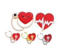 Toddmomy 5pièces Lot De Épingle Stéthoscope Cœur Pour Médecin Infirmière Alliage Zinc Broche Décoration Accessoire Soin Infirmier
