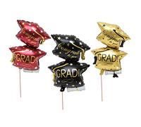 Toddmomy 6 pièces Ballons Aluminium Graduation Double Chapeau Décoration de Fête Diplôme Couleurs Noir pour Célébrations