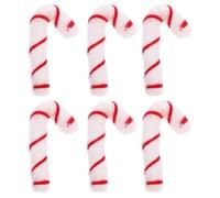 Toddmomy 6 Pièces Breloques Canne de Noël Blanches en Tissu pour Bricolage | Ornement Réutilisable, Motif Rayé Lisse, pour Étuis, Papeterie et Scrapbooking, Usage Créatif Saisonnier
