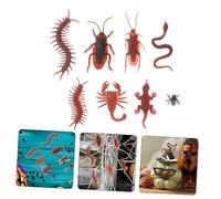Toddmomy 80 pièces Insectes Artificiels Réalistes Plastique Simulation de Petits Animaux Serpent Cafards Scorpion Gecko Mouche Mille Décoration Farce Halloween et Poisson