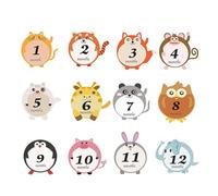Toddmomy Autocollants Bébé Mois Animaux Mignons en Pvc 12pcs Décoratifs et Pratiques pour Vêtements Photo Bébé Shower