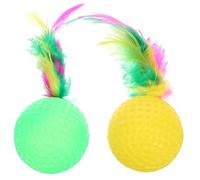 Toddmomy Balles Jouets pour Chat en Latex avec Queues de Plumage 2 Pièces