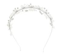 Toddmomy Bandeau de Mariage Couronne pour Filles Fleur Perles et Cristaux Blanc Léger, Facile à Porter, pour Mariage et Première Communion, Filles et Adolescentes