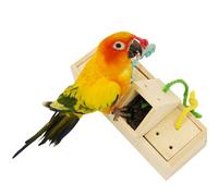 Toddmomy Boîte à Nourriture pour Perroquets en Bois Naturel Mangeoire Éducatif Interactif Résistant aux Morsures Compatible Cacatoès et Calopsittes pour Cage et Aire de Jeux