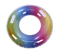 Toddmomy Bouée Gonflable Piscine Anneau Flottant Translucide Arc Ciel avec Paillettes Accessoire Natation Sécurité pour Adultes Femme Facile à Gonfler et Pratique pour Plage et