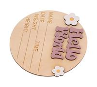 Toddmomy Carte commémorative du nouveau-né jalon bébé personnaliser Bonjour Accueillant nursery annonce de naissance signe de nom nouveau-né pour l'hôpital en bois Violet,mauve