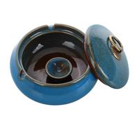 Toddmomy Cendrier Céramique avec Couvercle, Grand Volume, Base Antidérapante, Décor Rustique et Élégant pour Terrasse ou Bureau, pour Fumeur
