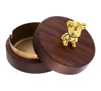 Toddmomy Cendrier en Bois Rond Vintage Couvercle, Léger et Portable, pour Bureau et Maison, Cendrier Décoratif en Bois Marron Style Unique et Élégant