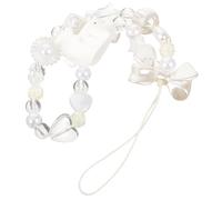 Toddmomy Charm de Téléphone Perles avec Nœud 3D Lapin Bracelet Poignet Antidérapant pour Smartphone Lanière Portable Sécurisée et Décorative