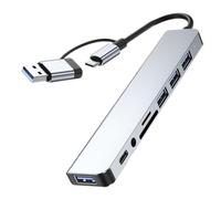 Toddmomy Concentrateur Argenté Transfert de Données Rapide USB Type-c Multifonction en Alliage D'aluminium et Multiples Interfaces, pour Ordinateurs Portables