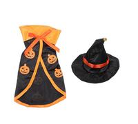 Toddmomy Costume de Magicien pour Chat et Chien Déguisement Halloween Chic avec Cape et Chapeau Citrouille