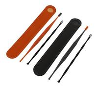 Toddmomy Cuillères à oreilles en acier inoxydable, Kit d'extraction de cérumen, 2 Sets, embouts en silicone, nettoyage des oreilles pour voyage, usage quotidien, Couleur Aléatoire